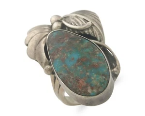 Vintage Navajo Ring 925 Sterling Authentic Turquoise Sign Justin Morris Sz 7.25 - Picture 1 of 7