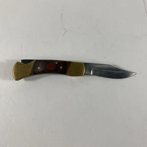 Pakistan Steel Folding Lockback Knife 2.5” Blade 5” Overall Wood Handle Brass - Picture 1 of 10