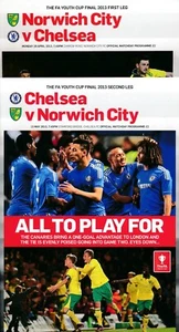 FA YOUTH CUP FINAL 2013 Chelsea v Norwich City - 2 programmes covering BOTH LEGS - Picture 1 of 1
