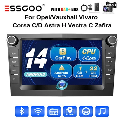 DAB+ Carplay Autoradio Für Opel Zafira Corsa D Astra H Vivaro Android 14 GPS Cam - Bild 1 von 4
