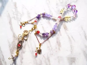 Pulsera de cadena de cristal púrpura Yakumo Yukari Project con accesorios de cordón - Imagen 1 de 9