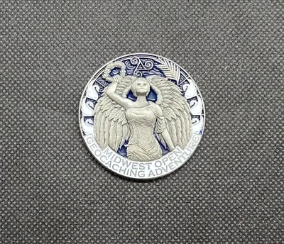 2018 MOGA 15th Anniversary Geocoin Silver RE135 TRACKABLE UNACTIVATED - Image 1 of 2