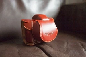 Hecho a mano Cuero Genuino Real Cámara Funda Bolso Cubierta para Olympus STYLUS 1 - Imagen 1 de 6