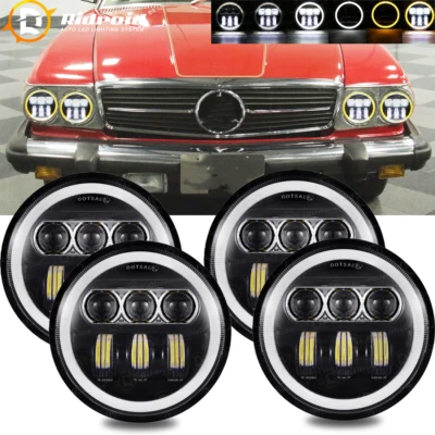 Faros LED halo de haz alto-bajo de 5,75" 4 piezas para Mercedes-Benz 380SL 450SL 560SL Foto 1 de 4