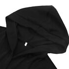 (Black L) Men Long Hooded Open Front Overcoat Lightweight Long Sleeve Coat 