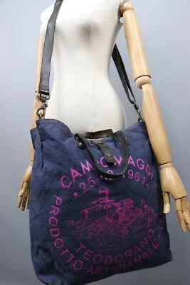 Bolso Bandolera Mensajero CAMPOMAGGI Azul Marino Lona/Marrón Cuero Talla XLarge Foto 1 de 4