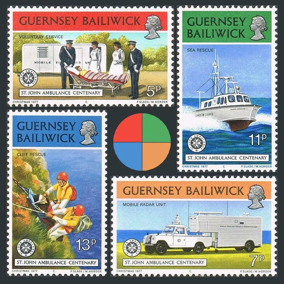 Guernsey 153-156,MNH.Michel 153-156. St Jones Ambulance Association,1977. - Image 1 of 1