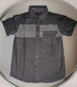 DKNY Boy's Shirt Classic SS Button Up Size 8 Chest Pocket Three Tone Bluejean - Picture 1 of 6
