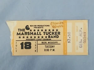 7-18-78 1978 MARSHALL TUCKER BAND Vtg Concert Ticket Stub Mobile Alabama - Picture 1 of 2