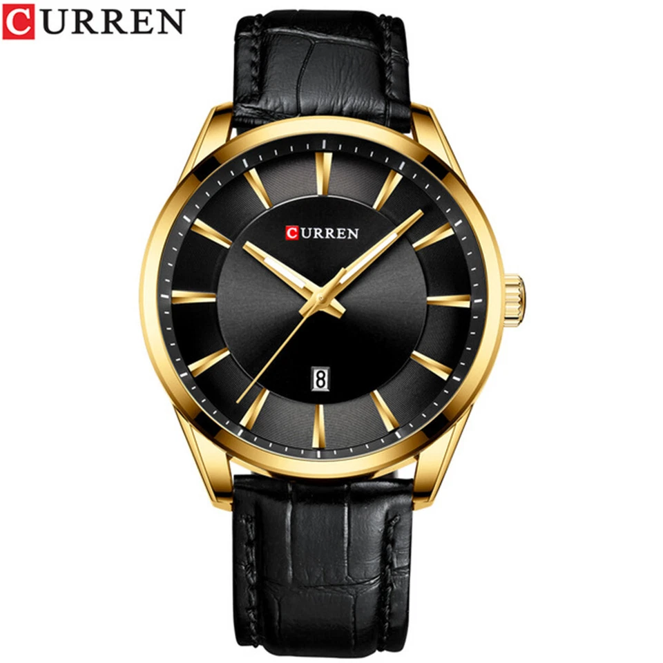 CURREN Men Watch Casual Leather Bracelet Wristwatch Large Dial Male Watches Gift Foto 1 de 1