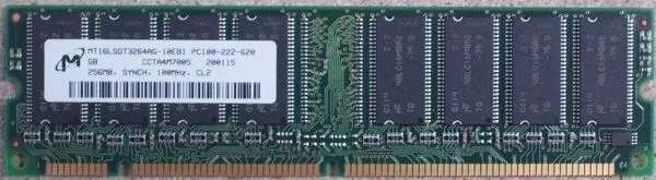 Micron 256MB Desktop RAM SDRAM PC100 CL2 100MHZ 100 168PIN MT16LSDT3264AG-10EB1 - Image 1 of 1