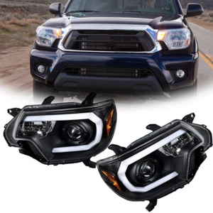 For 2012-2015 Toyota Tacoma Bar Headlights Halogen w/ LED DRL Clear Lens LH+RH - Picture 1 of 12