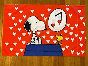 Federa cuscino vintage Peanuts Snoopy e Woodstock cuori Perma-Prest standard - Foto 1 di 5