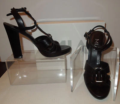 Sandalias de plataforma de cuero negro MIA B0732 "Manhattan" 8M hechas en Brasil Foto 1 de 4