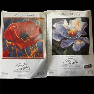 Set of 2 Derwentwater Designs Poppy Head White Poppy Long-Stitch Designs NIP - Picture 1 of 13