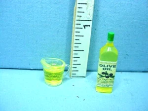 Miniature Olive Oil Bottle & Filled Cup #54332 Hudson River Solid Acrylic 1/12th - Picture 1 of 2