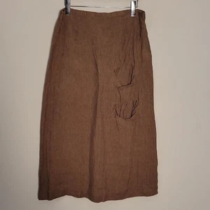 Lilith Brown  Linen Midi Skirt Sz XL Minimalist Lagenlook  - Picture 1 of 9