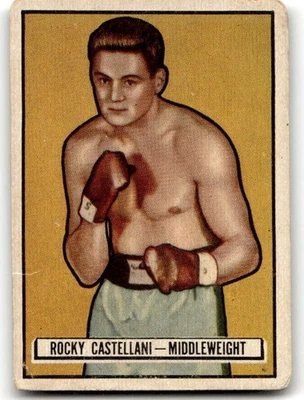 1951 Topps Ringside #48 Rocky Castellani Middlesbrough Boxing VG-VGEX tape - Image 1 of 2