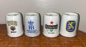 LOT OF 4 MINIATURE 2 INCH POTTERY BEER STEINS, LOWENBRAU, HB, HEINEKEN - Bild 1 von 7