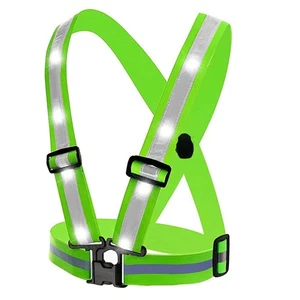 LED Reflective Vest Outdoor Cycling Running Safety Warning Light High Visibility - Picture 1 of 16