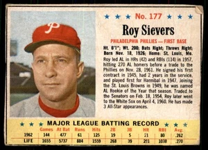 Roy Sievers 1963 Post Cereal #177 (arruga/arruga) - Imagen 1 de 2