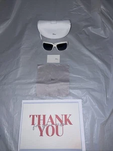 Authentic Dior White Sunglasses With Case, Card, & Dust Cloth - Picture 1 of 11