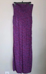 Vince Camuto Damen lila Blumen Frühling gesmokt weites Bein trägerloser Overall M - Bild 1 von 17
