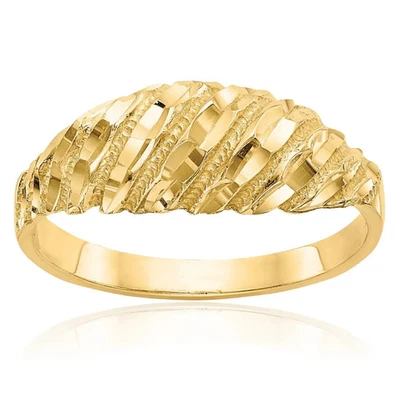 Anillo llamativo cúpula gruesa de oro amarillo macizo de 14K Foto 1 de 4