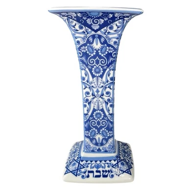 Spode The Judaica Collection Candelabro Sabbath Azul Blanco Porcelana 7.5" NUEVO Foto 1 de 4