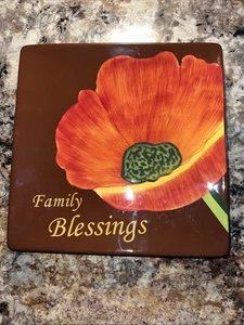 Cracker Barrel “Family Blessings”Appetizer/Snack Plate Poppy Flower 8” x 8”. - Picture 1 of 3