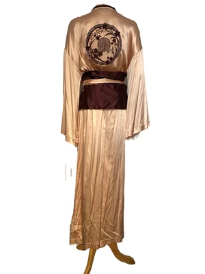 La Perla 桃色粉色红色缎面丝绸裹身长袍尺寸小号和服风格 — 第 1/4 张图片