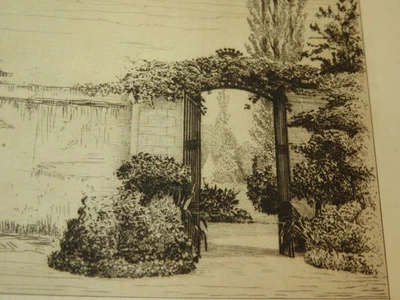 P. TEYSSONNIERES 1834-1912 EAU FORTE ORIGINAL CHATEAU COPPET VAUD SUISSE 1880 h - Bild 1 von 4