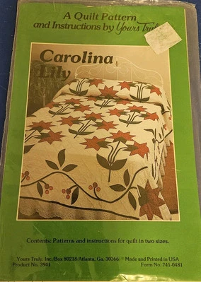 Applique and Pieced Quilt Pattern CAROLINA LILY from Yours Truly - Image 1 of 2