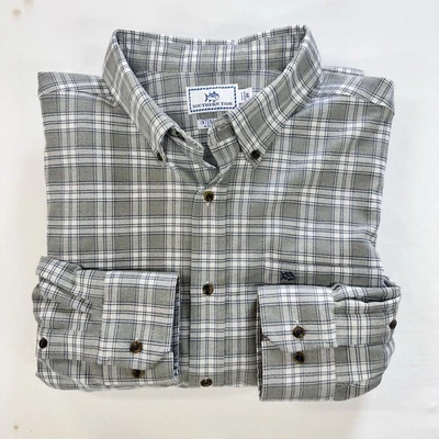 Camisa Southern Tide Para Hombres XL Azul Gris Blanco Cuadros Intercostero Abotonada L/S Foto 1 de 4