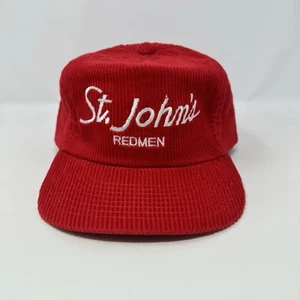 Vintage Sports Specialties St John’s Redmen Hat Snapback Script Red Corduroy Cap - Picture 1 of 15