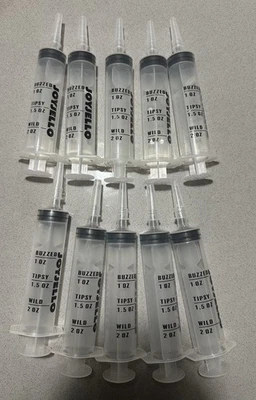 10pc Plastic Jelly Shot Reusable Syringes w/ Cap - 2oz Capacity - Image 1 of 4