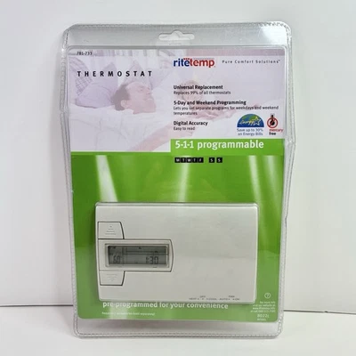 RiteTemp 8022c Programmable Thermostat - White (781-733) 5-1-1 - Image 1 of 4