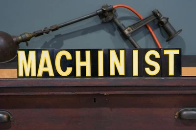 Vintage Machinist Tool Box Sign Metal Reflective Letters Antique Display - Image 1 of 4