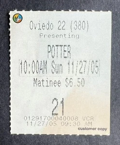 Ancien billet de film Harry Potter et la coupe de feu 2005 27/11/05 - Photo 1/1