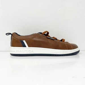 Nautica Boys Graves 3 Brown Leather Lace Up Low Top Casual Shoes Sneakers Size 5 - Picture 1 of 12