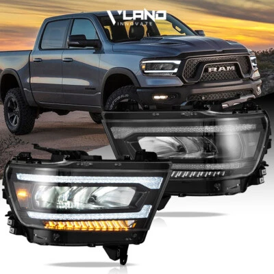 VLAND FULL LED DRL Reflector Headlights For 2019 2020-2023 RAM 1500 W/Sequential - Image 1 of 4