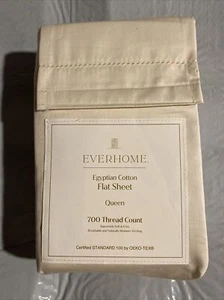 Everhome 700 TC Egyptian Cotton Queen Flat Sheet (Ivory) - Picture 1 of 2