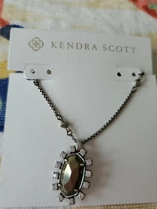 Kendra Scott Silvertone BRETT Brown Pyrite Cubic Zirconia Pendant Necklace - Picture 1 of 3