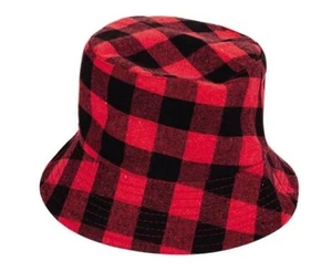 Neu rot schwarz karierter Fischerhut Erwachsene Sommer Schatten Einheitsgröße Damen Neu mit Etikett Unisex - Bild 1 von 1