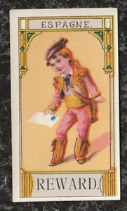Small Victorian Unused School Reward Card Spanish Mailman 3.25 x 1.75 France - Picture 1 of 2