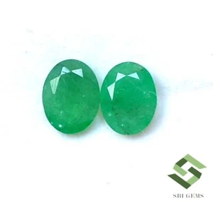 Par de piedras preciosas sueltas sin tratar de corte ovalado esmeralda natural certificada de 9x7 mm 3,38 CTS - Imagen 1 de 9