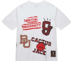 Cactus Jack Travis Scott x Mitchell & Ness T-Shirt Boston University - Picture 1 of 5