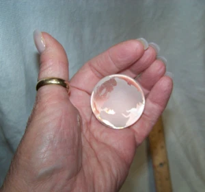 Crystal Etched Frosted Clear Earth World in Palm of Your Hand Globe Paperweight - Picture 1 of 11