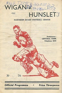 Wigan v Hunslet 7 de noviembre de 1959 Wigan programa de la liga de rugby - Imagen 1 de 1