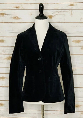 Blazer para mujer Gap 6 negro terciopelo botón delantero forro satinado púrpura Foto 1 de 4